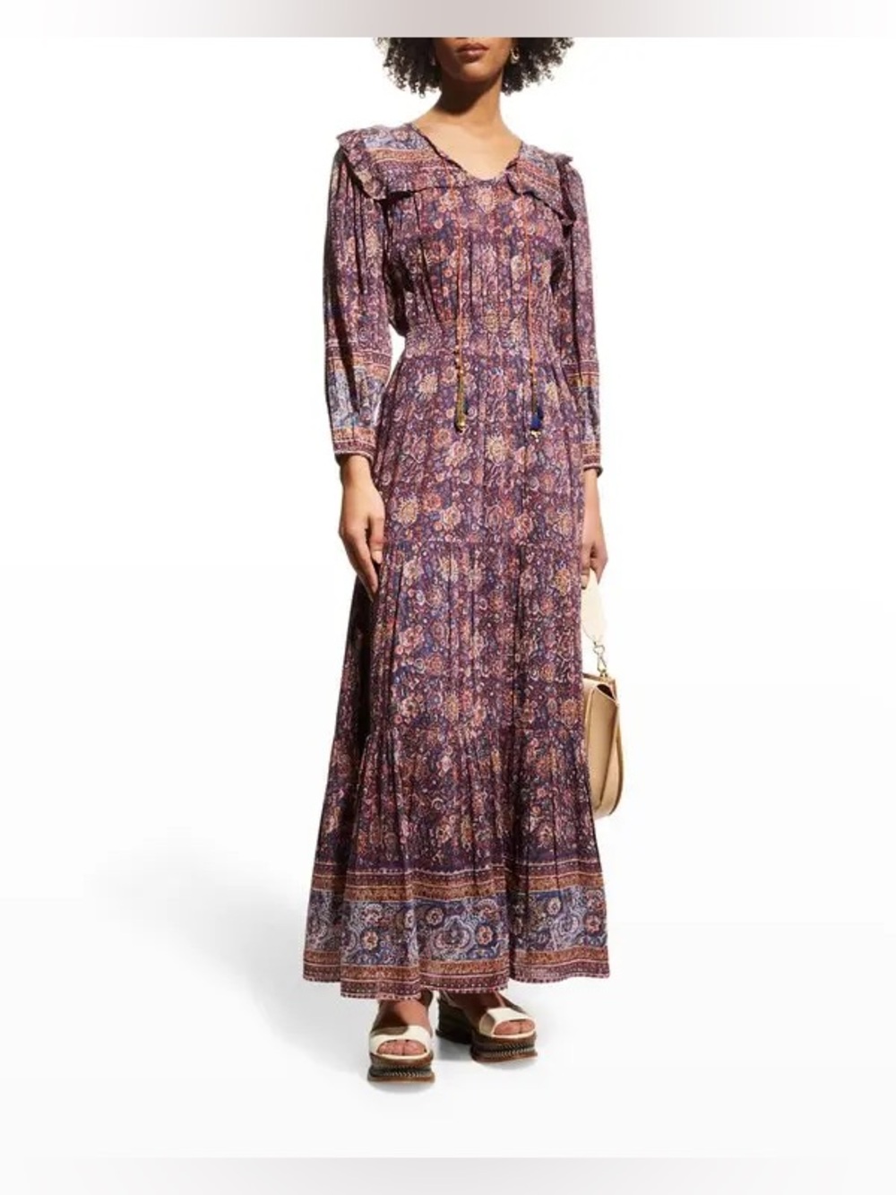 ALICIA BELL Lana Keyhole Tassel-Tie Maxi Dress Size M NWT